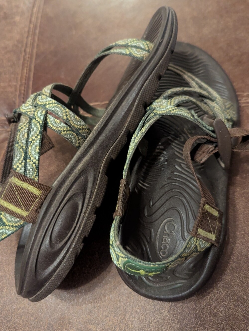 Women's Zvolv Chacos in Green/Brown